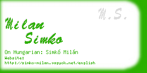 milan simko business card